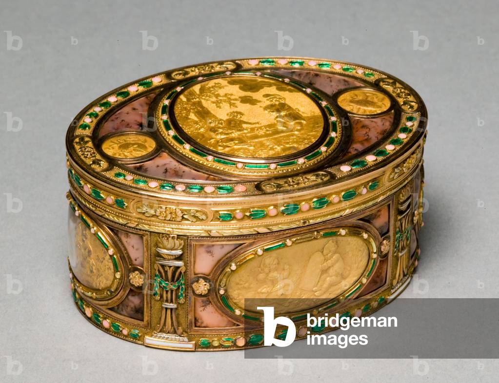 Snuff Box, c.1880-1900 (gold, enamel, agate)
