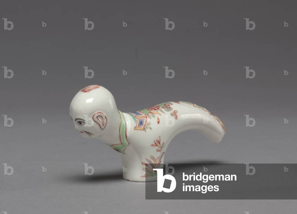 Cane Handle, c.1730-50 (soft-paste porcelain with enamel decoration)
