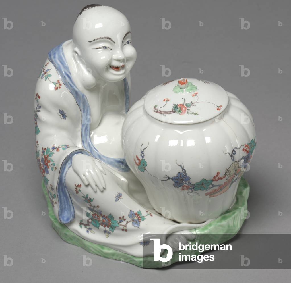 Figure of a Chinese with Jar, manufacturer Chantilly Porcelain Factory, c.1735-1740 (soft-paste porcelain with enamel decoration) 