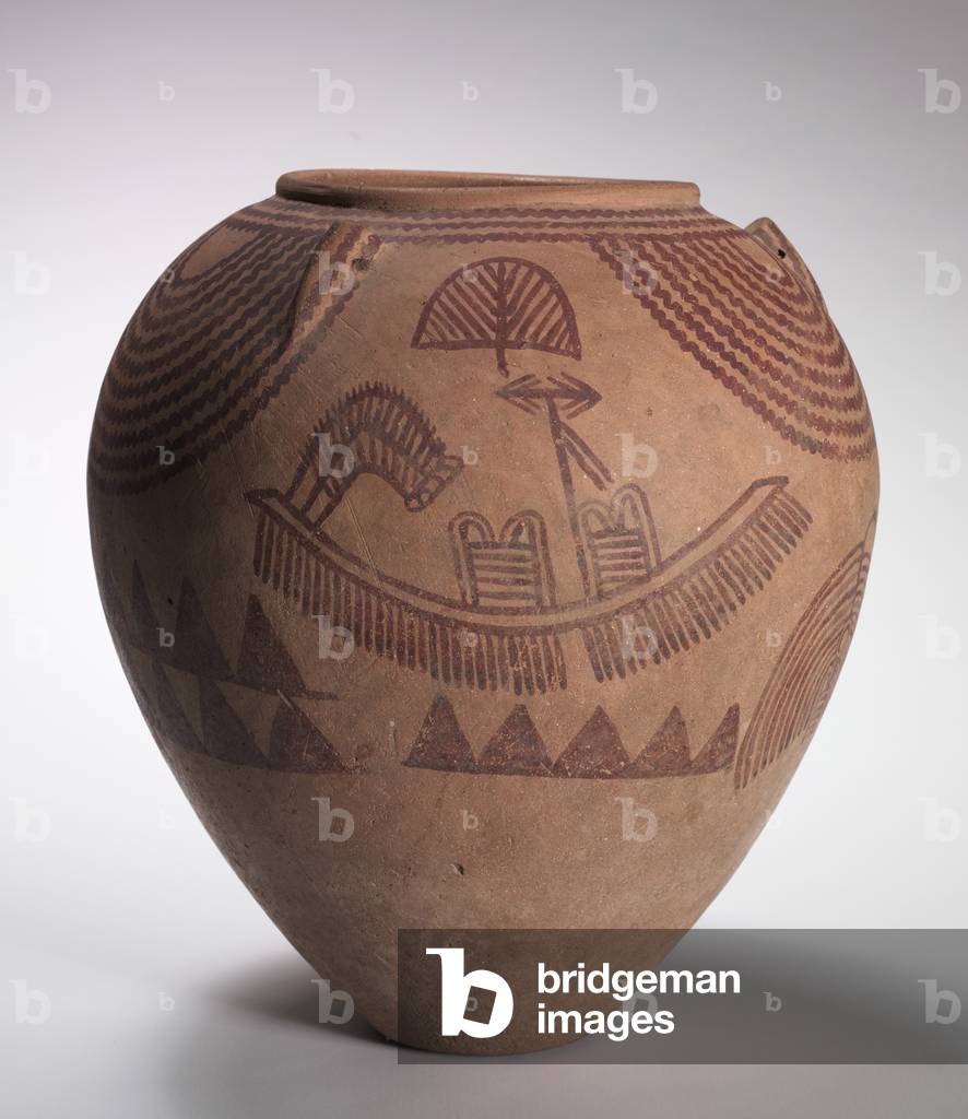 Decorated Jar with Boat Scenes, Middle Predynastic Period, Naqada IIc-d Periods, c.3300-3100 BC (marl clay pottery)