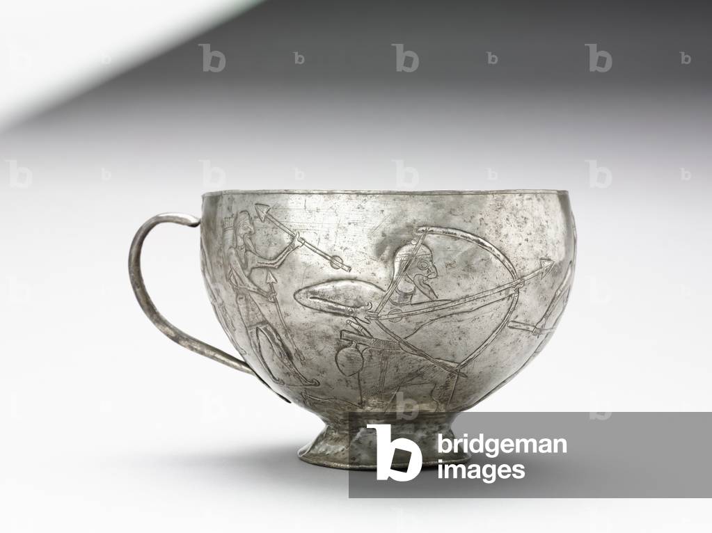Lion Hunting Cup, 1100-1000 BC (raised, chased, repoussé silver)
