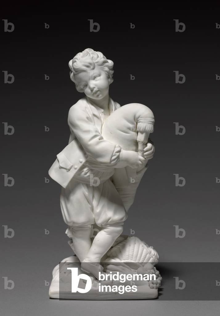 Figure of the Bagpiper, manufactured by Vincennes Factory, modelled by Pierre Blondeau, 1748-1752 (unglazed soft-paste biscuit porcelain)
