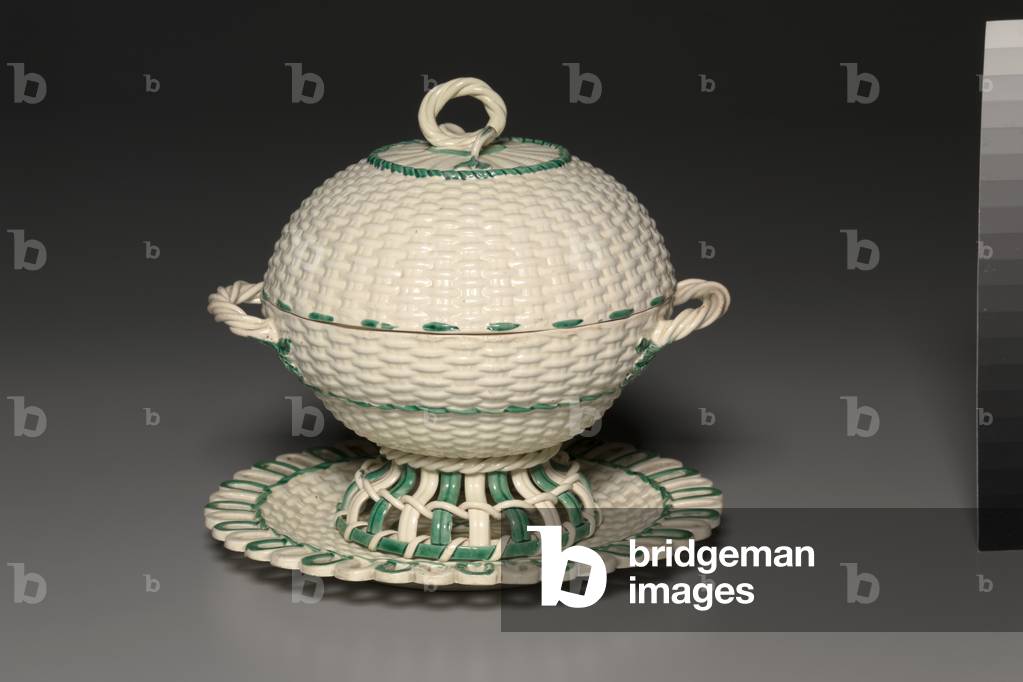 Wicker-Work Covered Basket on Stand, made by the Wedgwood Factory, c.1780-1840 (earthenware)
