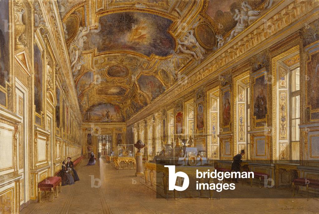 View of the great gallery of Apollon at the Musee du Louvre (oil on canvas)