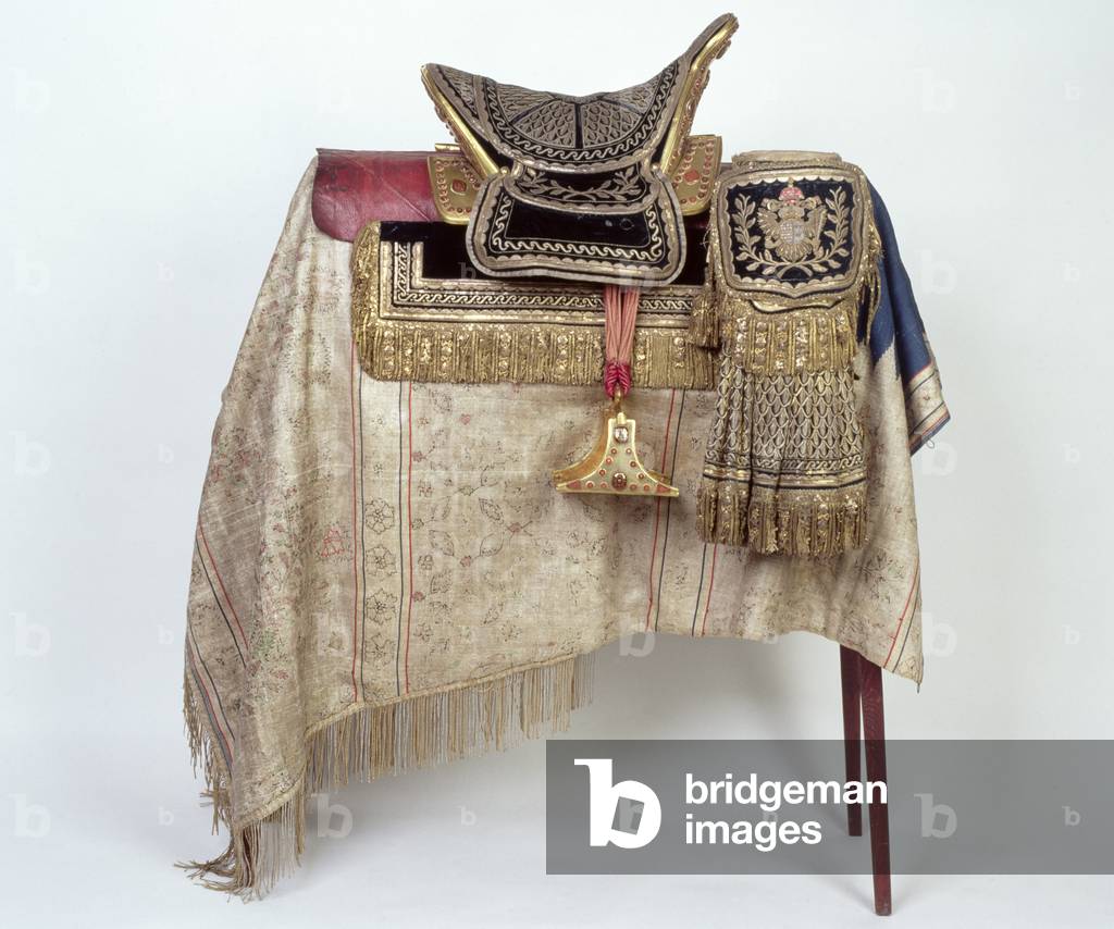 Saddle of Adam Kazimierz Czartoryski (1734-1823) Commander of the Galician Guard, 1782-83 (wood, leather, velvet with silver & gold)