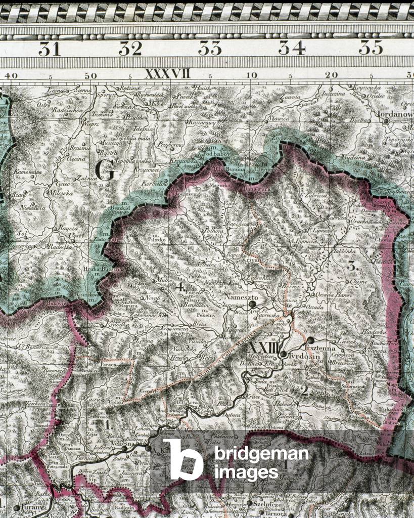 Map of the kingdom of Hungary, printed by Godfried (coloured engraving)