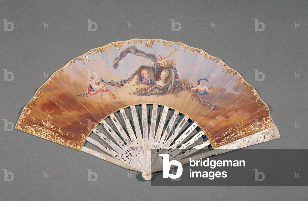 Fan commemorating the marriage of Louis de France (1755-1824) and Marie-Josephine de Savoie (1753-1810) (gouache on paper & mother-of-pearl)
