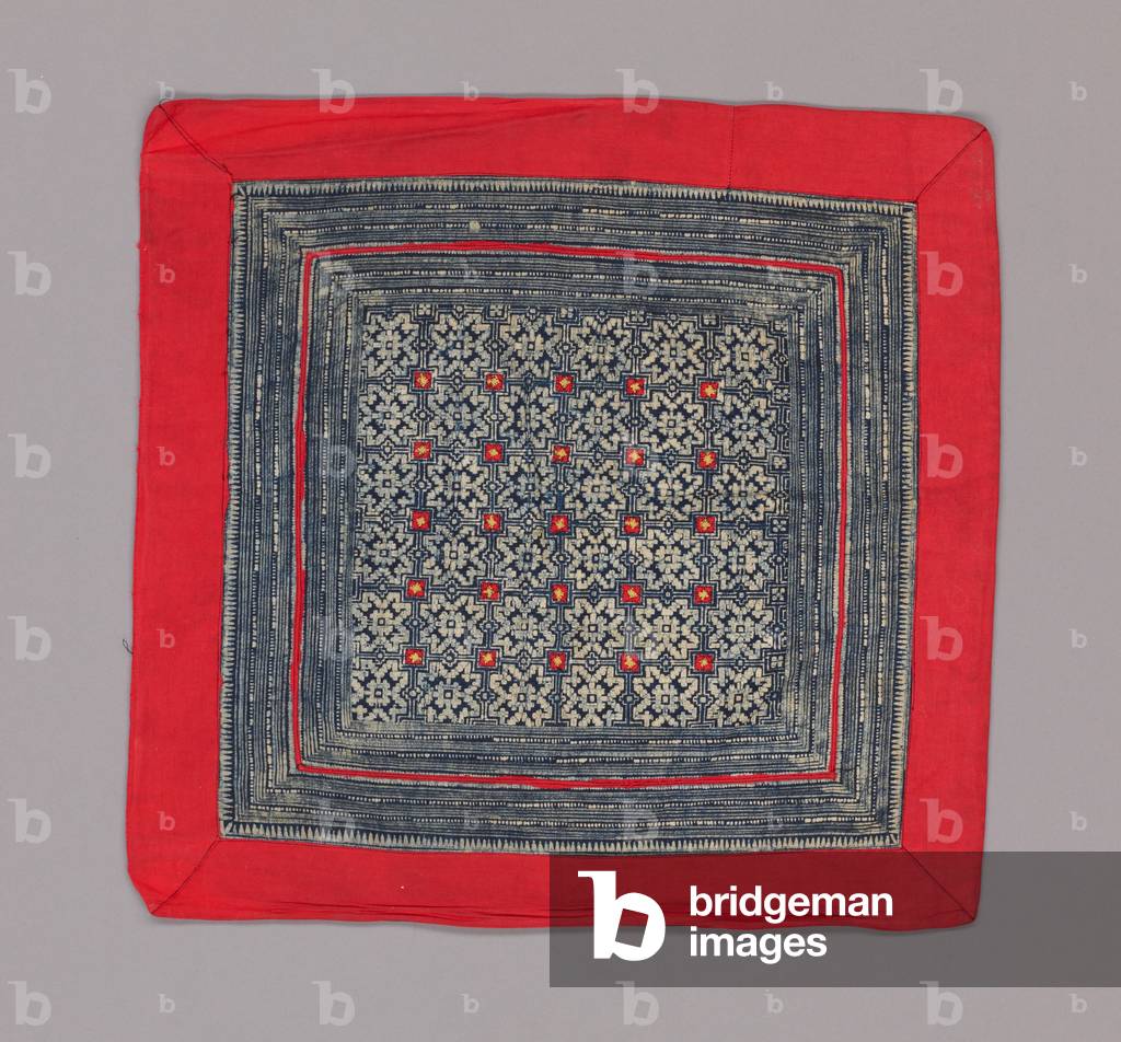 Square from a baby carrier, 20th century (cotton; batik and appliqué on commercially-woven cotton cloth)