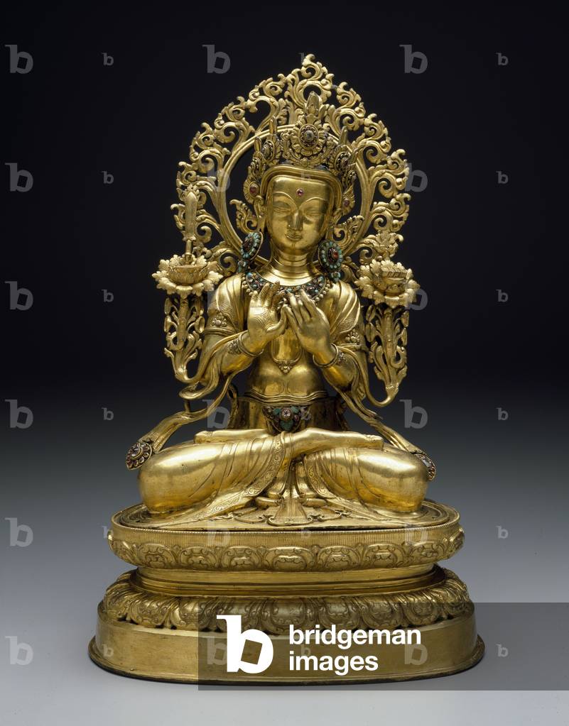 Manjushri, 18th-19th century (gilt bronze, semiprecious stones)
