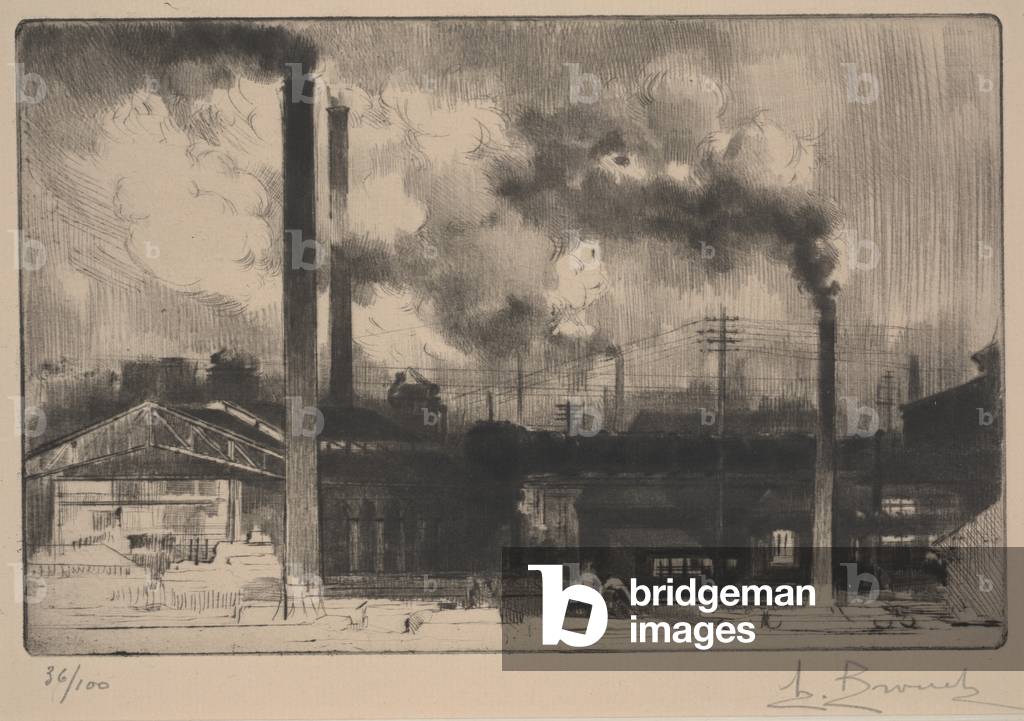At the Creusot Works - the Steel Mills (roulette & drypoint)