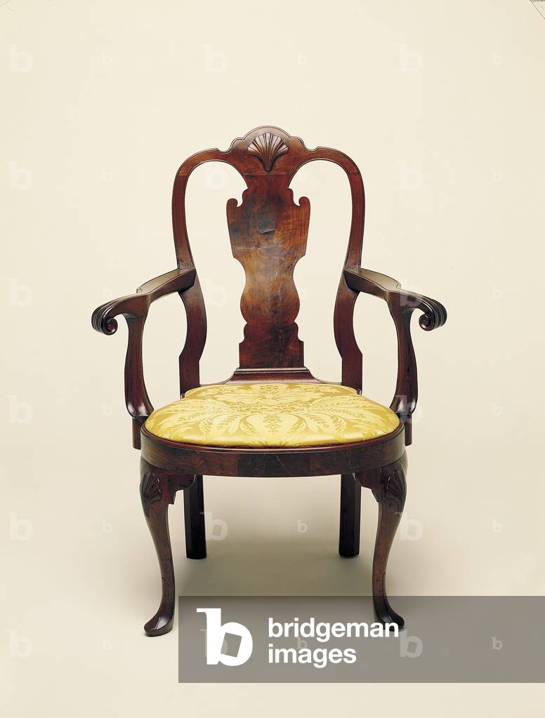 Armchair, 1740-60 (walnut & silk)