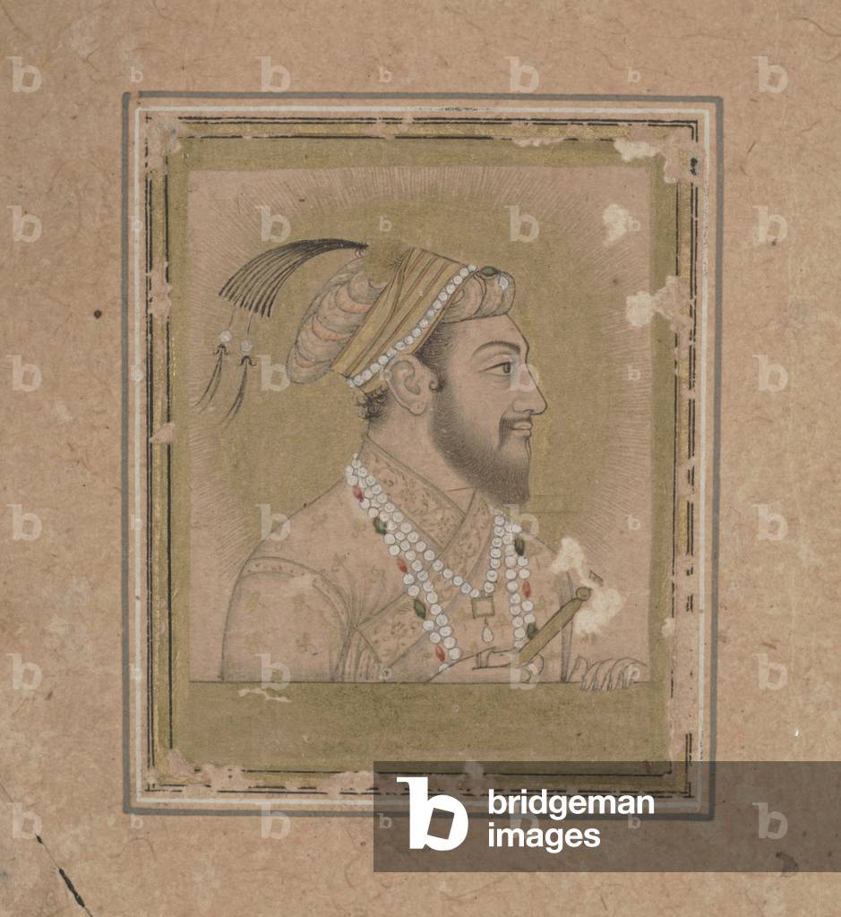 Portrait of Shah Jehan, c.17th century (ink with watercolor and gold)