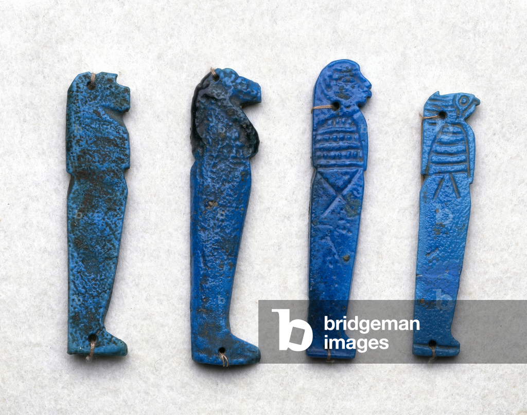 Amulet of a Son of Horus, Greco-Roman period, 332 BC-395 AD (blue faience)