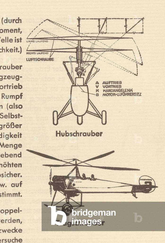 Helicopter and Gyroplane, from 'Zeppelin-Weltfahrten' (litho)