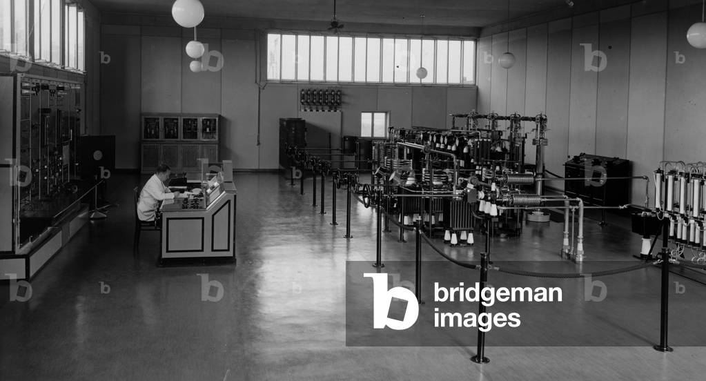 Operations room at the transmission facility at Langenberg, Germany, c.1933 (b/w photo)