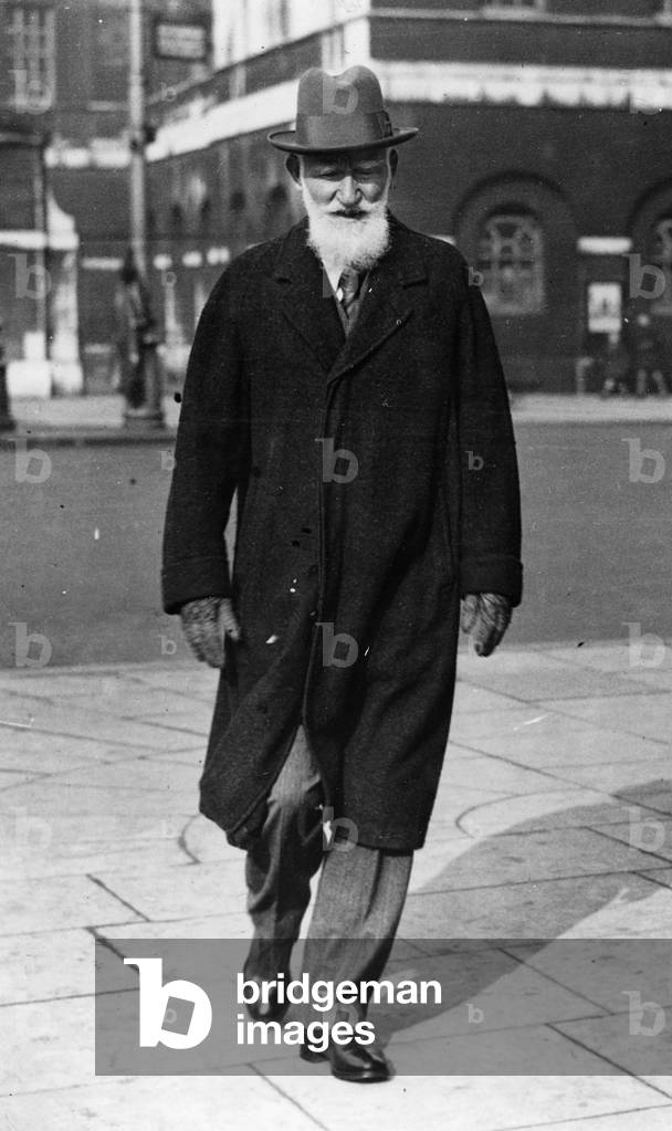 Portrait of Irish playwright George Bernard Shaw, London 20 April 1933 (b/w photo)