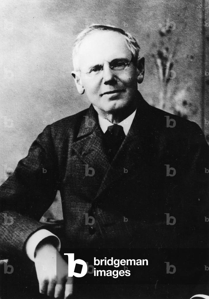Portrait of Austrian poet Peter Rosegger (b/w photo)
