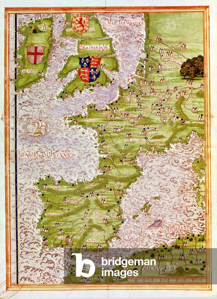 Immagine di Disegno "Fol.9V Mappa dell'Europa occidentale", 1555 di Guillaume Le Testu