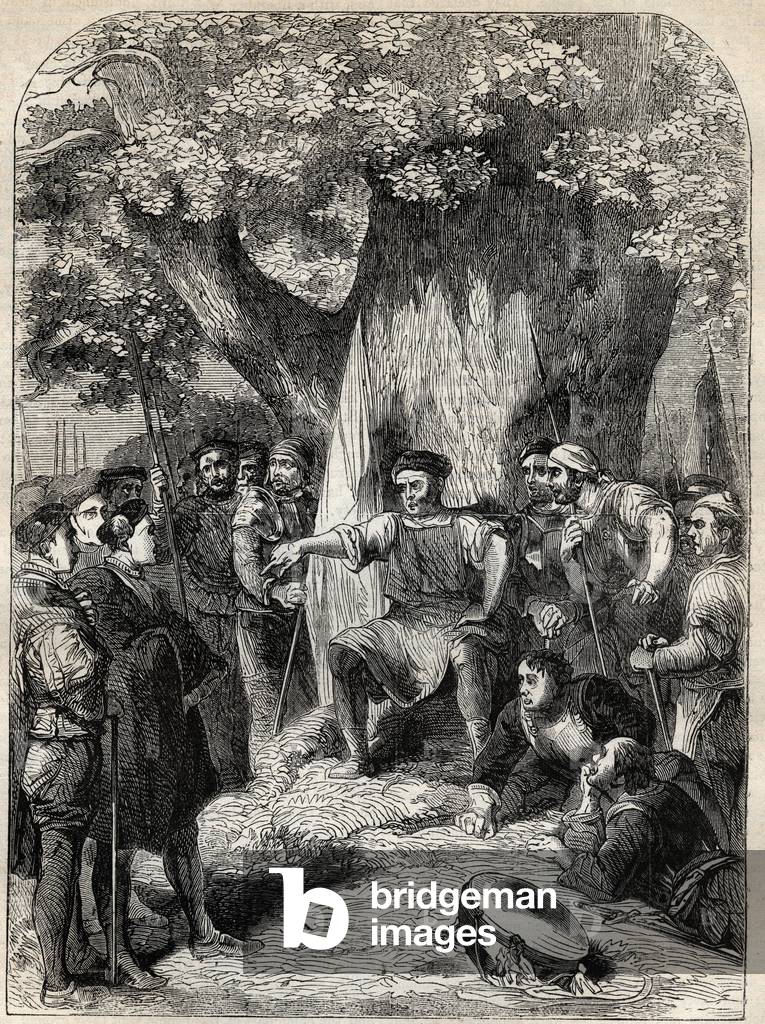 "Eine Gruppe von Andersdenkenden in Norfolk während Robert Ketts Rebellion von 1549 - Revolte in Norfolk" von 