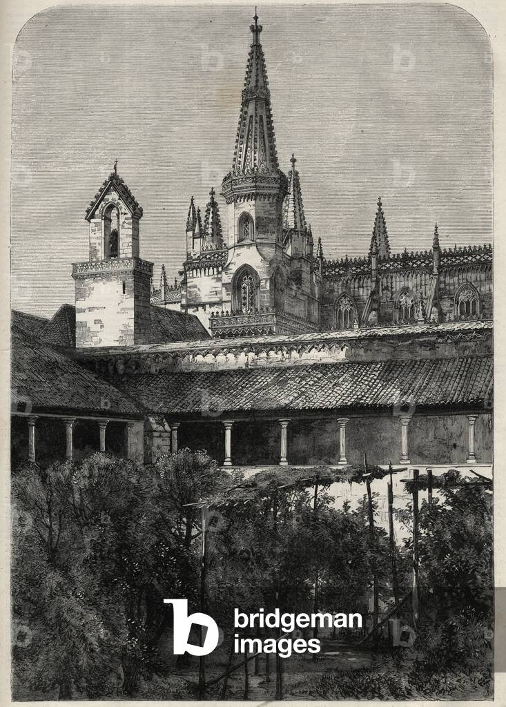 View of the Monastery of Bathala in Portugal. Engraving in “The Illustrous Universe”, 1868.
