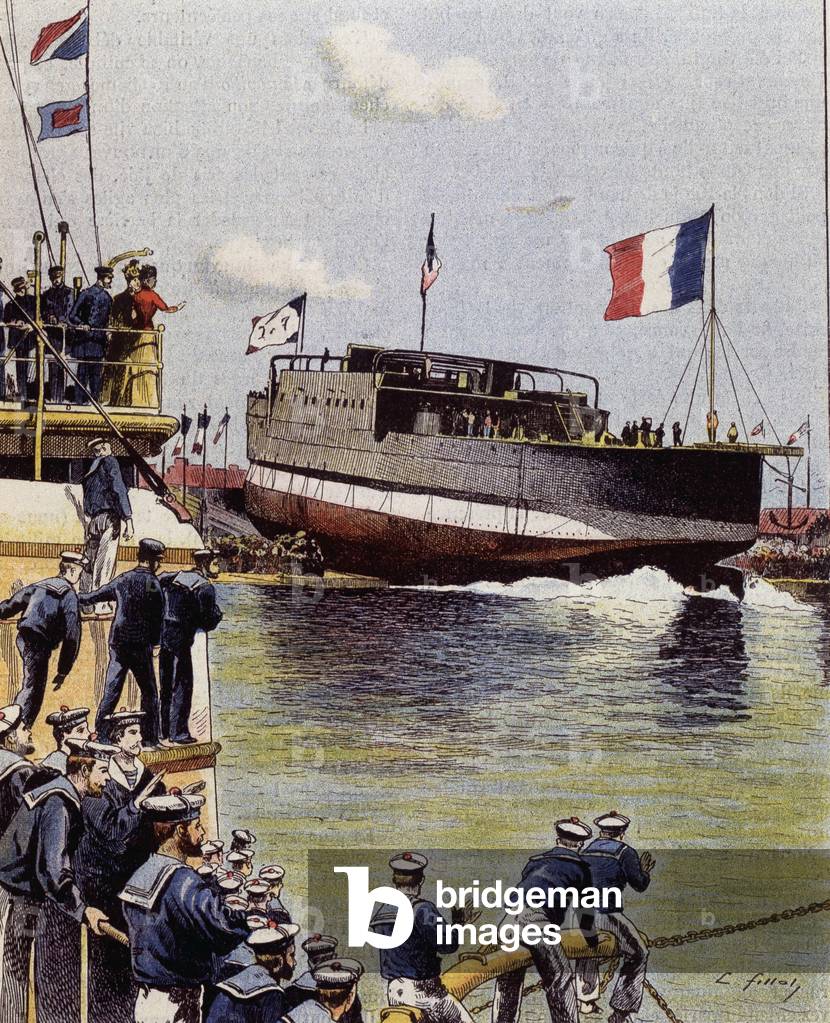 The launch of a warship in Toulon - in “Le Petit Francais Illustré