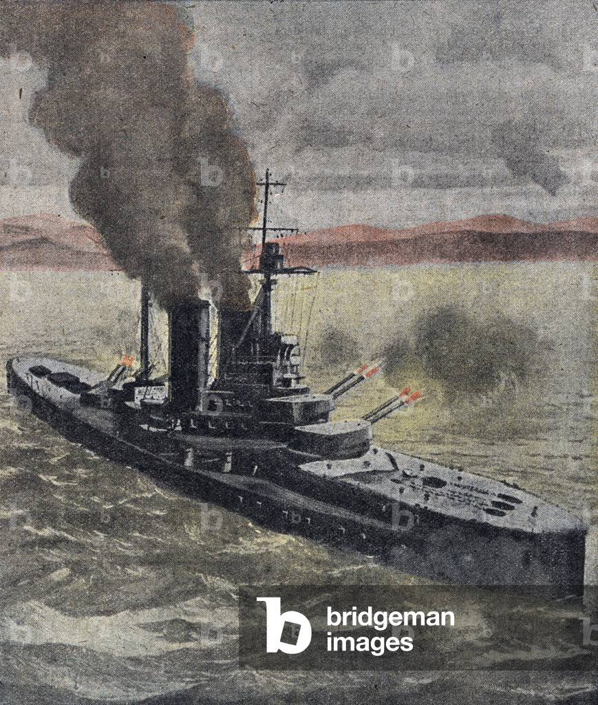 War 1914-1918. Expedition of the Dardanelles (1915). The English superdreadnought 