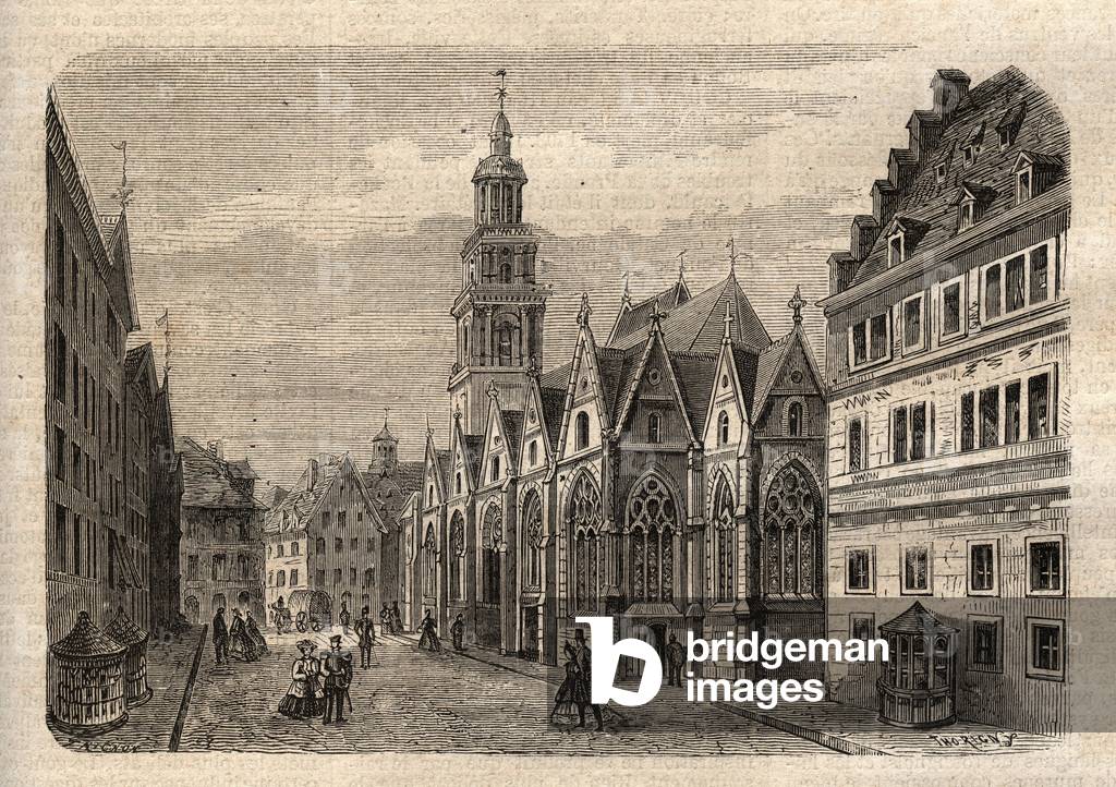 Hanover the Aegidien Church, destroyed during World War II, 1864 (engraving)