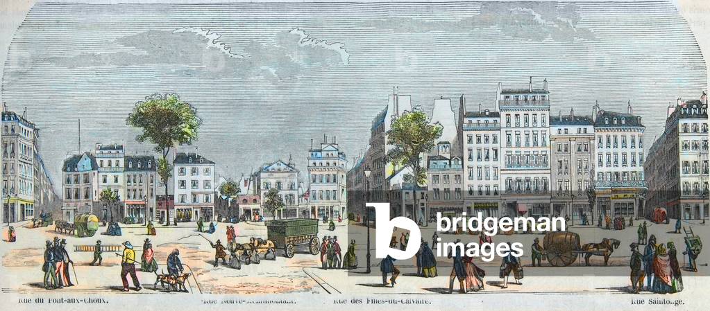 Boulevard des Filles du Calvaire et Boulevard du Temple - Rue Pont aux Choux - Rue des Filles-du-Calvaire - Rue Saintonge - Engraved in “Tableau-de-Paris” by Edmond Texier 1852