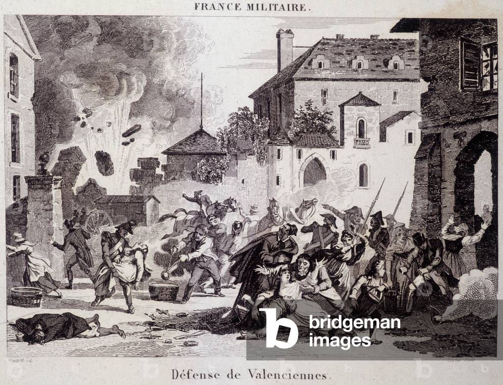 Defense of Valenciennes (by the Republicans against the British and Austrians in 1794). Engraving of the 19th century.