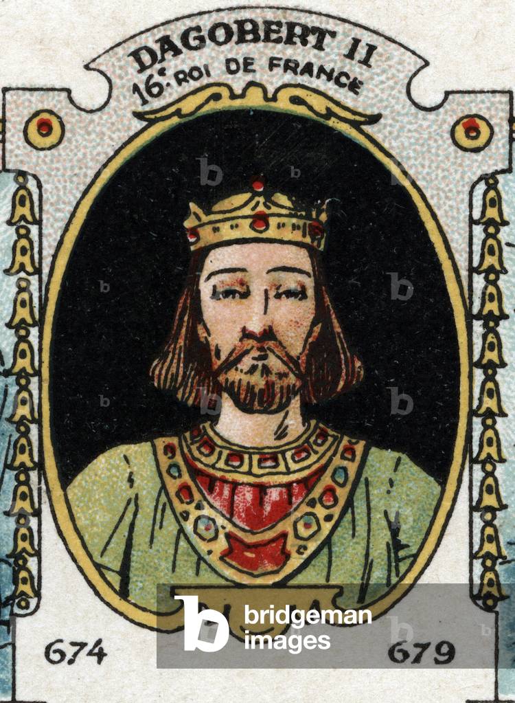 Portrait of Dagobert II, King of the Francs from 711 to 716, beg of 20th century (chromo)