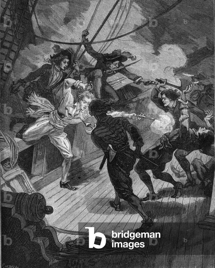 "Il corsaro Jean Bart (1650-1702) si avvicina a una nave. Incisione del XIX secolo. In «Histoire de France» di