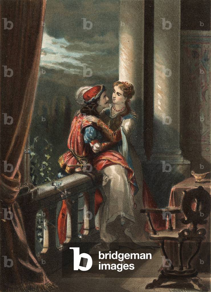 Romeo and Juliet, a tale by Masuccio Salernitano, at the end of the 15th century, 1880 (engraving)