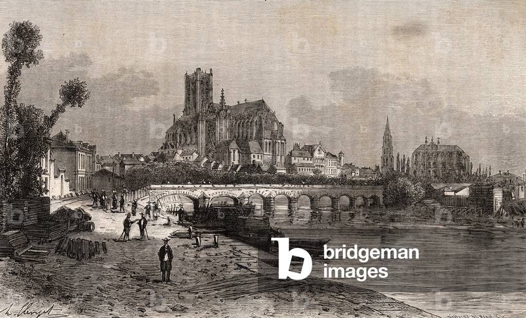 Auxerre - Bourgogne-Franche-Comte - engraving in “La France illustree: geographie, histoire, administration statistique” by V.A. Malt-Brown. 1884