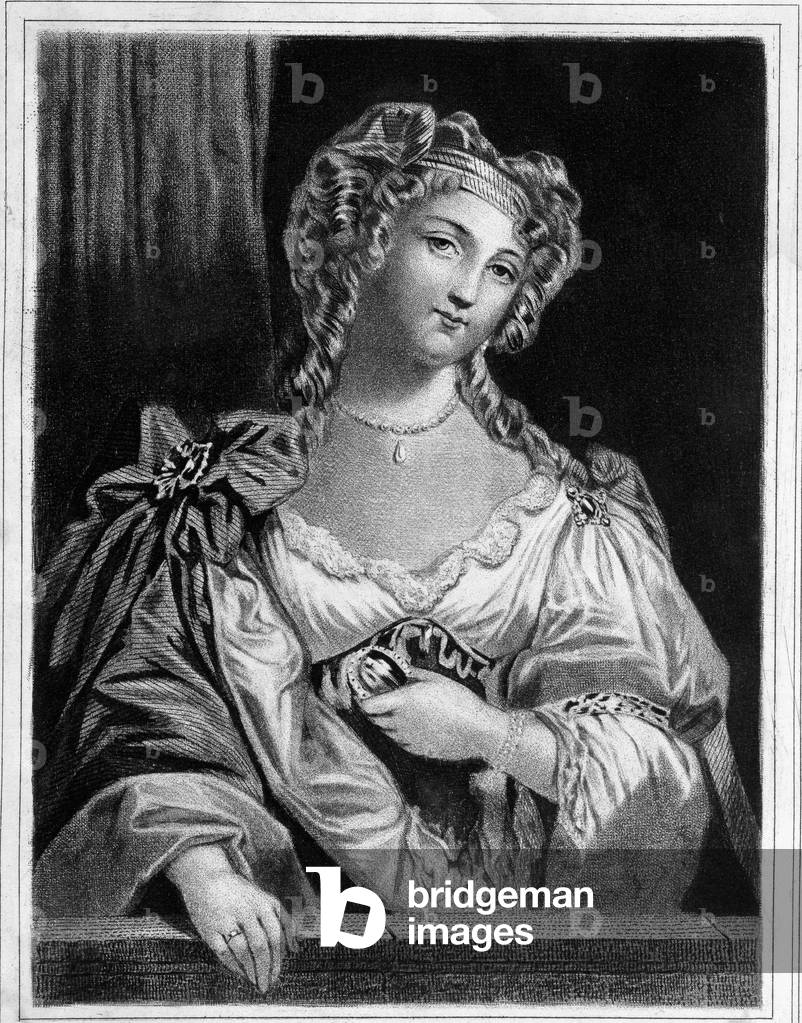 Portrait of the Duchess of Fontanges (1661 - 1681), favorite by Louis XIV. Engraving of the 19th century.