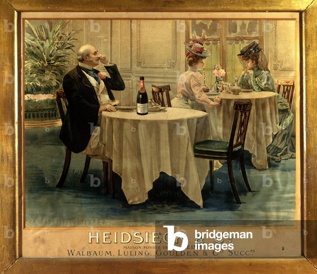 In a restaurant - Advertising poster for Champagne Heidsieck, late 19th century
