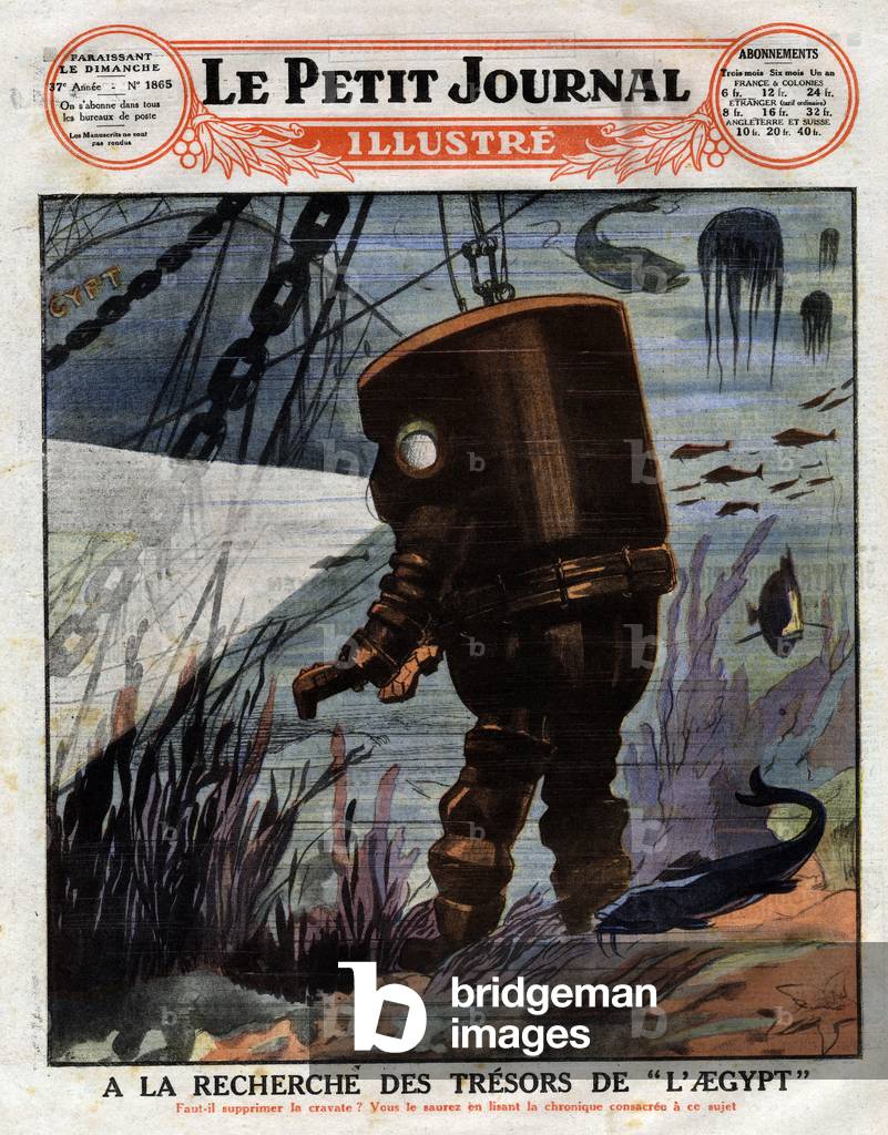 German team exploring the seabed off Brest for the wreck of the English steam The Aegypt, 1926 (print)