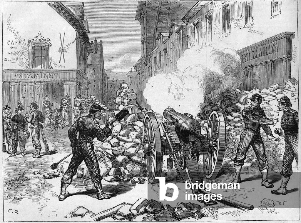 La Commune de Paris in 1871. Battery set up in Issy by the federes (communards).