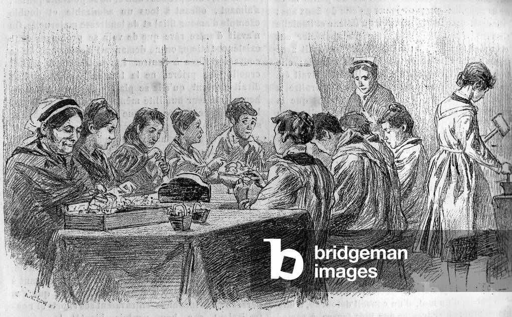 Un atelier de Jeunes filles idiotes à la Salpetriere à Paris, In “” le journal de la jeunesse”” 1887.
