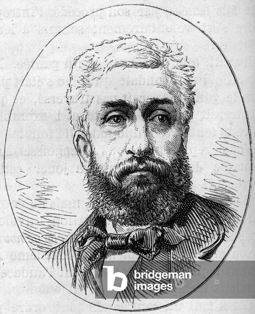 Portrait of Philippe Rousseau (1816-1888), French painter. Engraving in “” Le Monde Illustré”” n°890 of 2 May 1874.