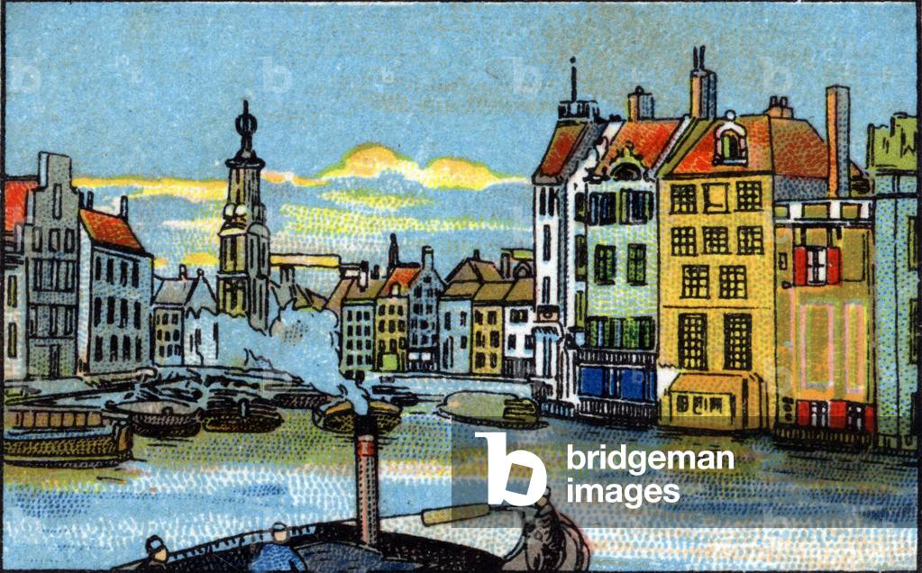 View of Amsterdam City in the Netherlands . 1936 (chromo)