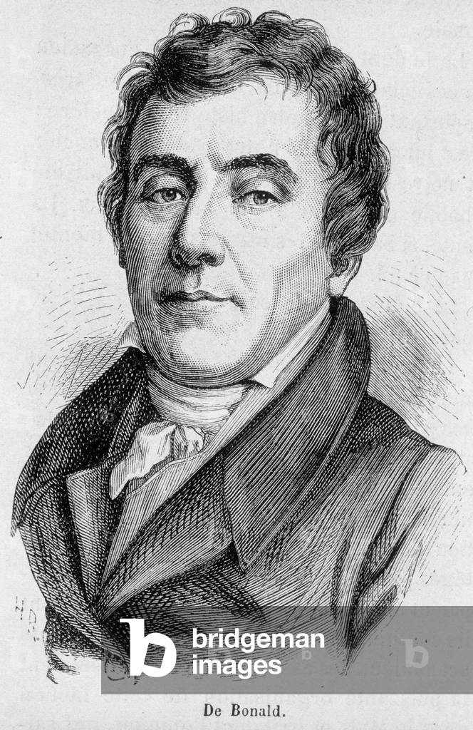 Portrait of Viscount Louis de Bonald (1754 - 1840), French political writer - in “L'Histoire de France” by Henri Martin, 19th century.