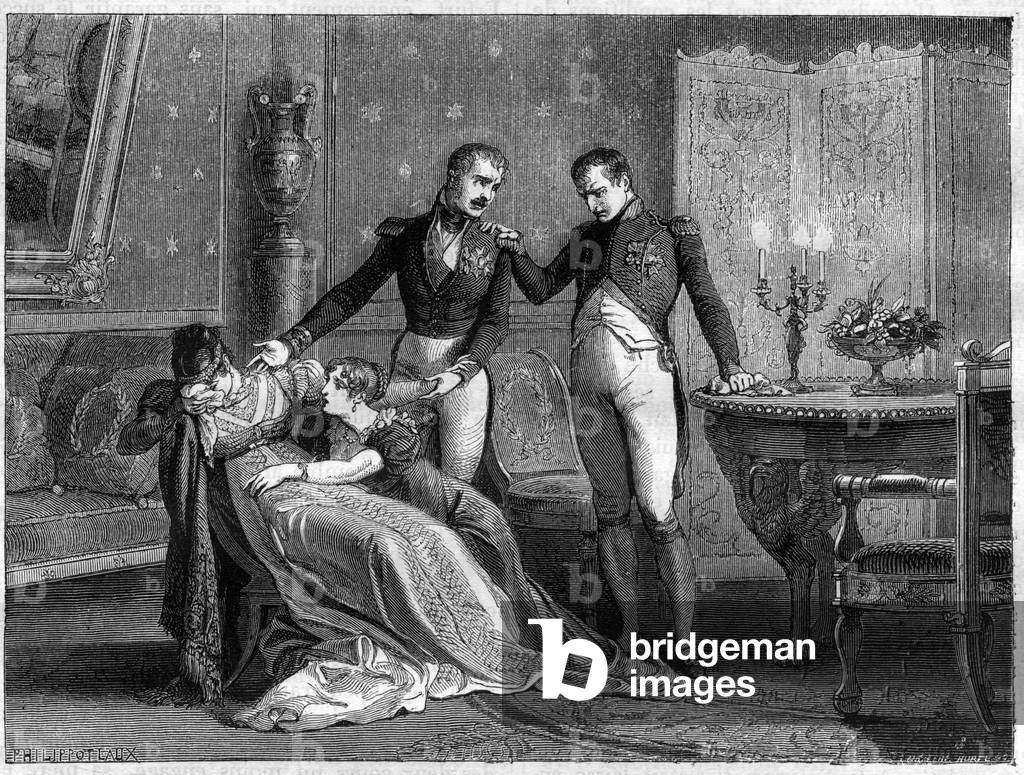 Napoleon announces to Josephine the scheduled day for signing the divorce papers, 1809 - Long family interview in which divorce is definitively agreed between Napoleon and Josephine on 30 November 1809 - in “Histoire de l'empire faisant suite à l'histoire du consulate”” by Adolphe Thiers - 1879 - private collection