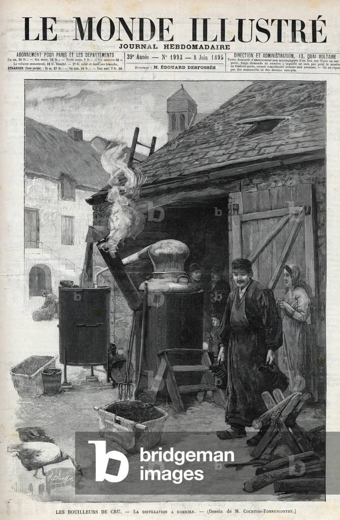 Les bouilleurs de cru - la distillation à domicile in Paris in 1895 - engraving in “Le Monde Illustré”” n°1993 de 1895