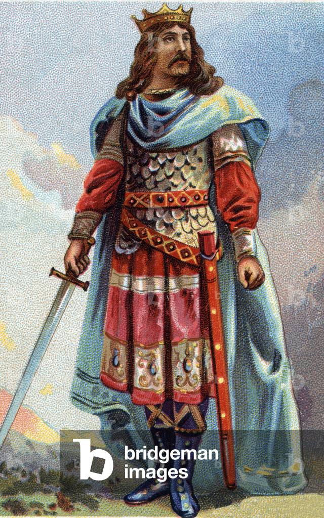 Portrait of Clotaire (Clothaire) IV, king of the Francs from 716 to 718. Chromolithography around 1890.