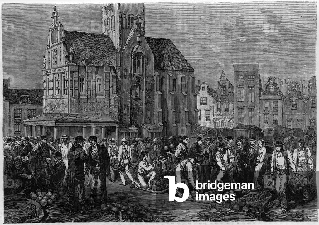 Le marche des chemages, à Hoorn, Holland. Engraving in “Le journal de la jeunesse””, 1885.