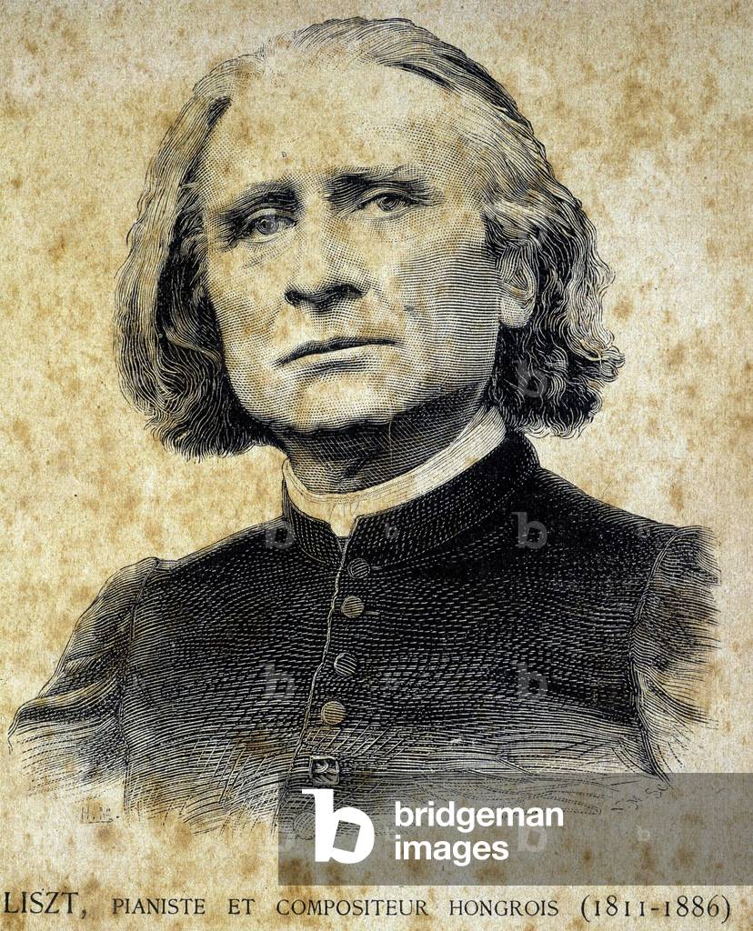 Portrait of Franz Liszt, Hungarian pianist and composer (1811 - 1886) - in “” Les Contemporains””, n.d. late 19th century.