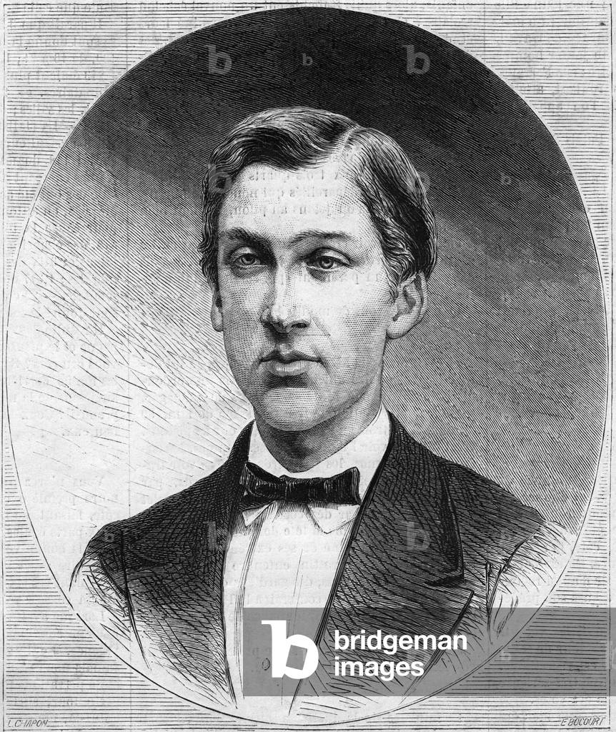 Portrait of the Duke of Guise Louis Marie Philippe d'Orleans (1854-1872). Engraving in “” Le Monde Illustré”” n°799 of August 3, 1872.