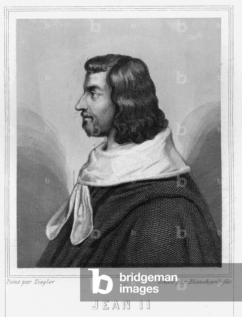 Portrait of John II the Good (1319 - 1364), King of France - in “Histoire des Français”” by Lavallée, engraving, sd., 19th century.
