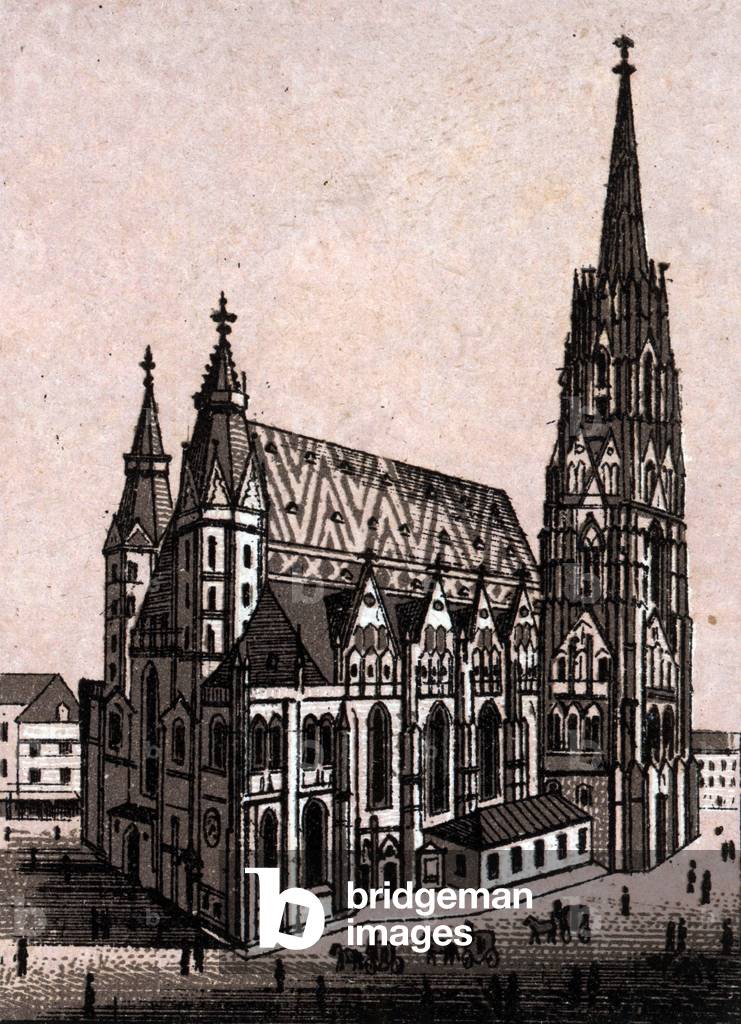 St. Stephen's Cathedral (St. Stephen or Stephansdom or St. Stephane or St. Stephan Kirche) in Vienna in Austria (Vienna) in “The world illustrates 168 views” Undated (end 19th century)
