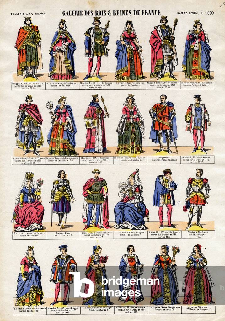 Gallery of Kings and Queens of France from Philip V to Queen Eleonore.